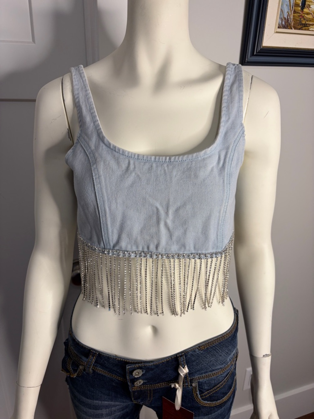 Dolls kill denim festival shirt with bling